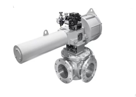 Single Acting Scotch Yoke Pneumatic Three-way Ball Valve